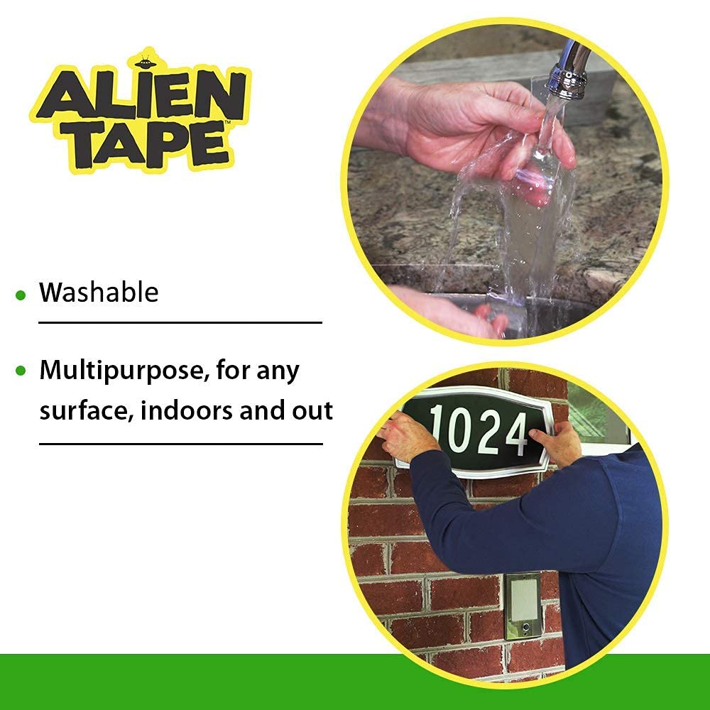 ALIEN TAPE Heavy Duty Double Sided Tape, Nano Tape, Feet Clear Adhesive Tape for Poster Photo Wall Decor As Seen on TV, (1 Roll - 7 Feet)