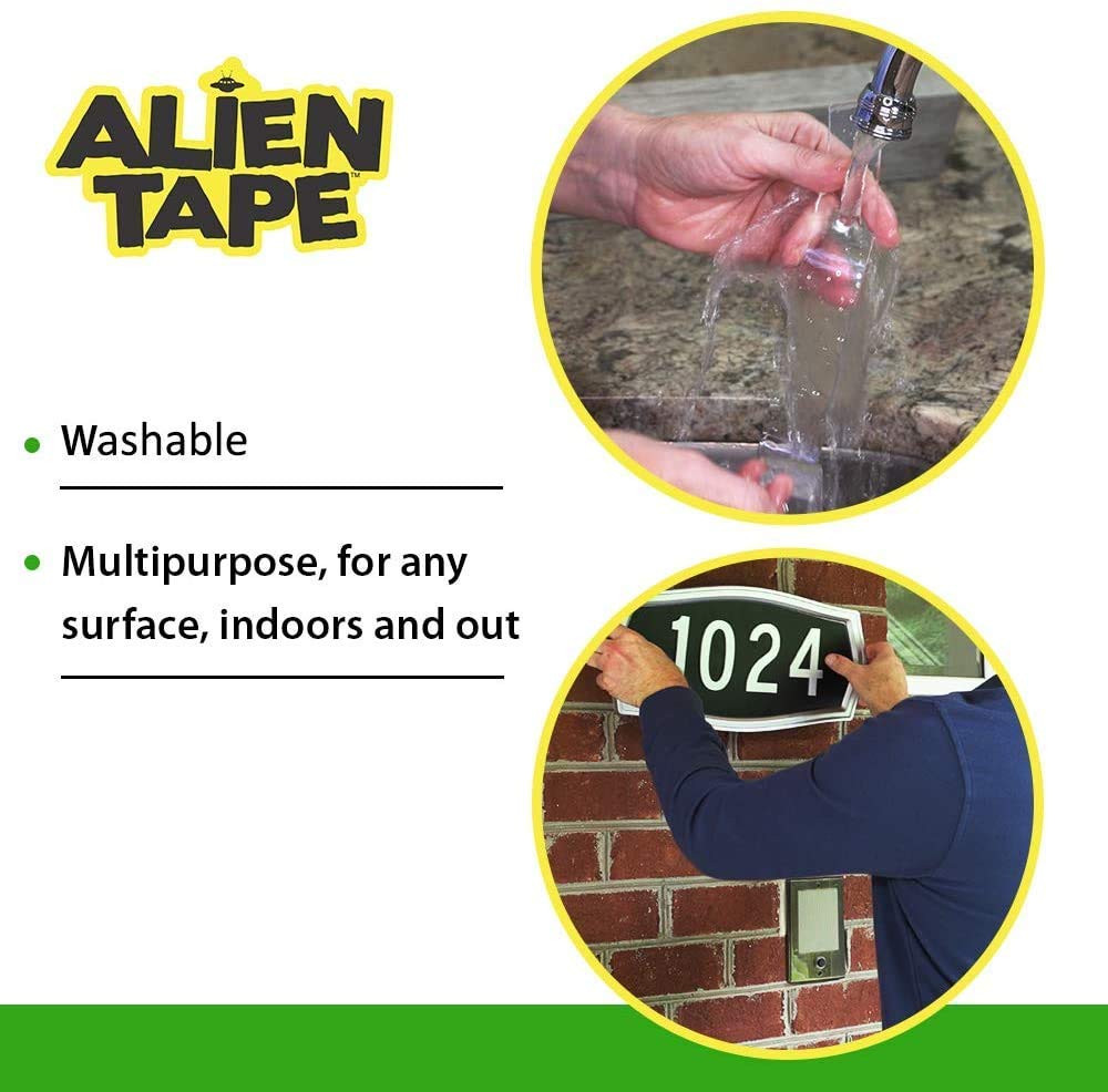 ALIEN TAPE Heavy Duty Double Sided Tape, Nano Tape, Feet Clear Adhesive Tape for Poster Photo Wall Decor As Seen on TV, (1 Roll - 7 Feet)