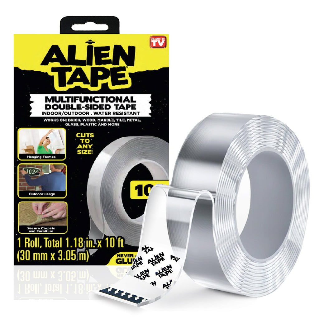 ALIEN TAPE Heavy Duty Double Sided Tape, Nano Tape, Feet Clear Adhesive Tape for Poster Photo Wall Decor As Seen on TV, (1 Roll - 7 Feet)