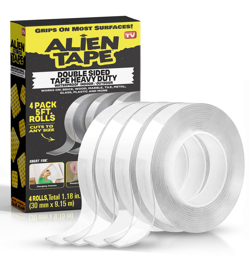 ALIEN TAPE Heavy Duty Double Sided Tape, Nano Tape, Feet Clear Adhesive Tape for Poster Photo Wall Decor As Seen on TV, (1 Roll - 7 Feet)