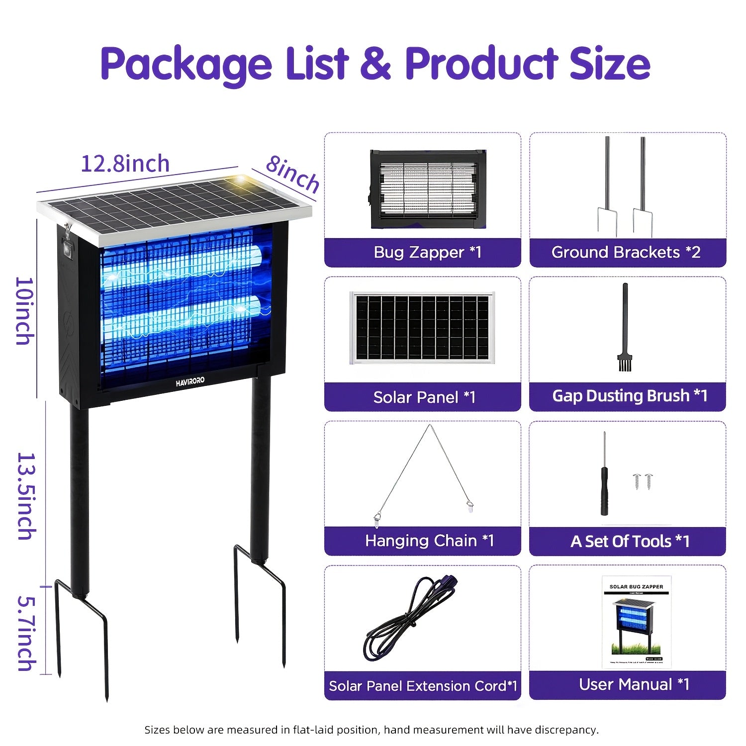 Solar Bug Zapper Outdoor 4500V Electric Mosquito Fly Trap Wireless Portable
