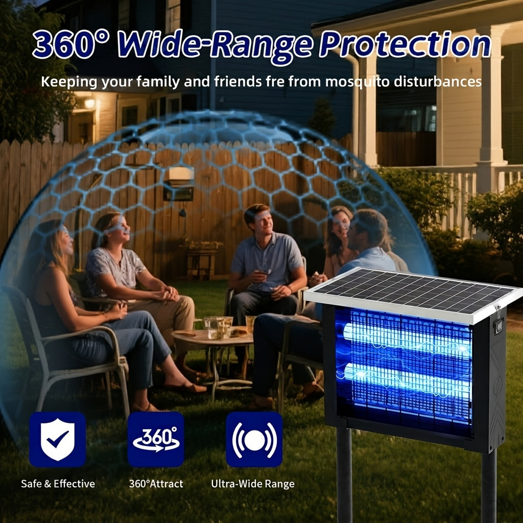 Solar Bug Zapper Outdoor 4500V Electric Mosquito Fly Trap Wireless Portable