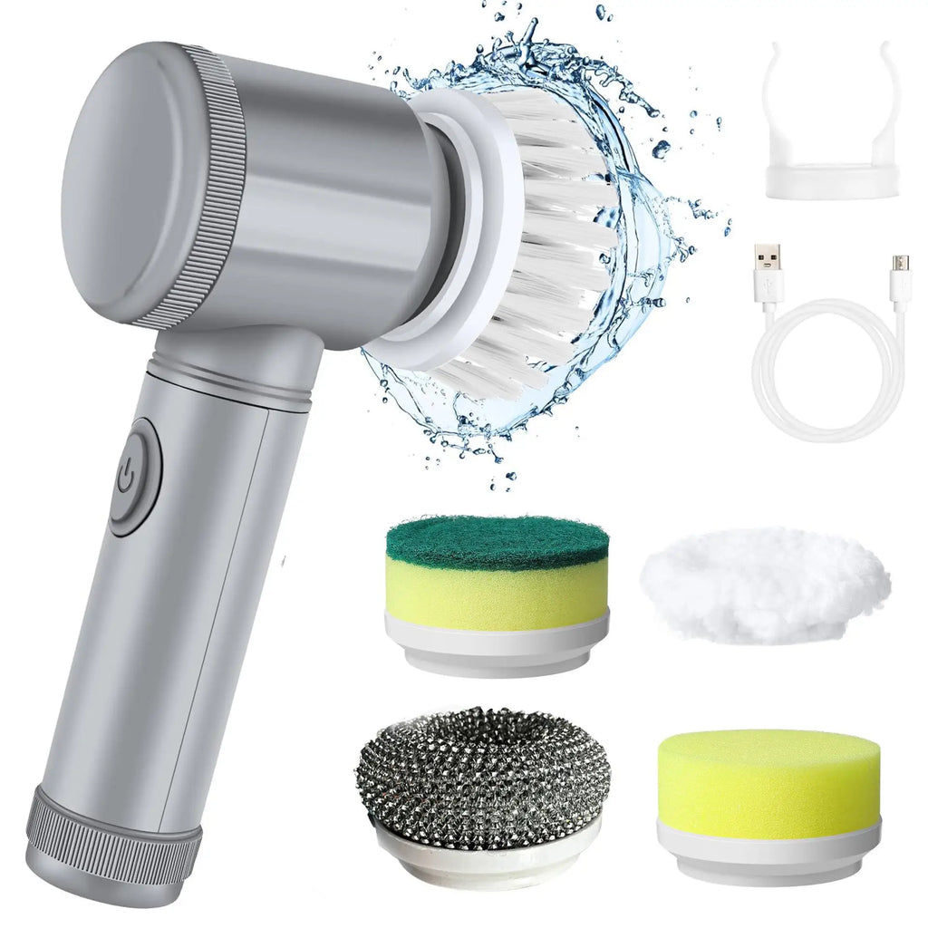 🧽 Cordless Electric Spin Scrubber – Rechargeable Cleaning Brush with 5 Heads