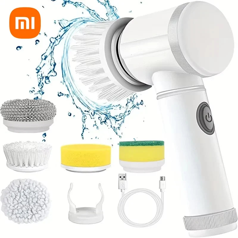 🧽 Cordless Electric Spin Scrubber – Rechargeable Cleaning Brush with 5 Heads