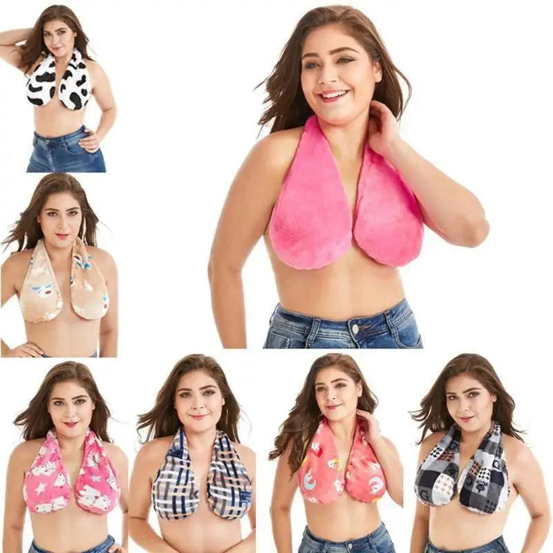 Comfortable Women Towel Bra Chest Hanging Neck Wrapped Big Bra Breastfeeding Lightweight Ladies Towel Bra