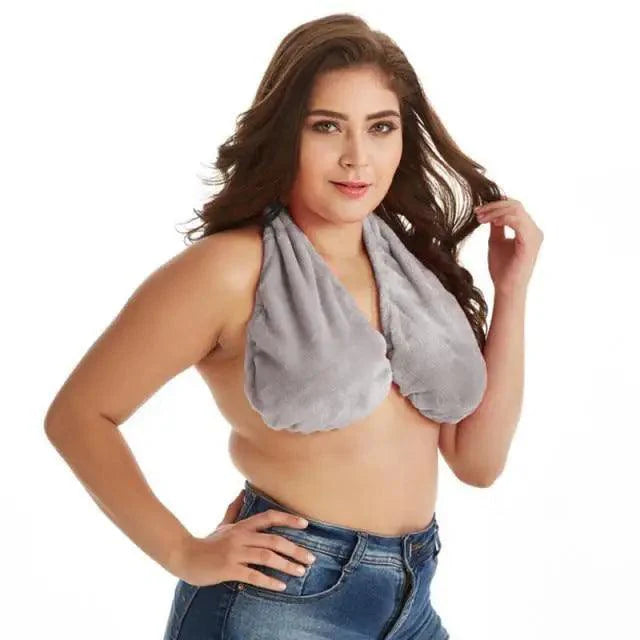 Comfortable Women Towel Bra Chest Hanging Neck Wrapped Big Bra Breastfeeding Lightweight Ladies Towel Bra