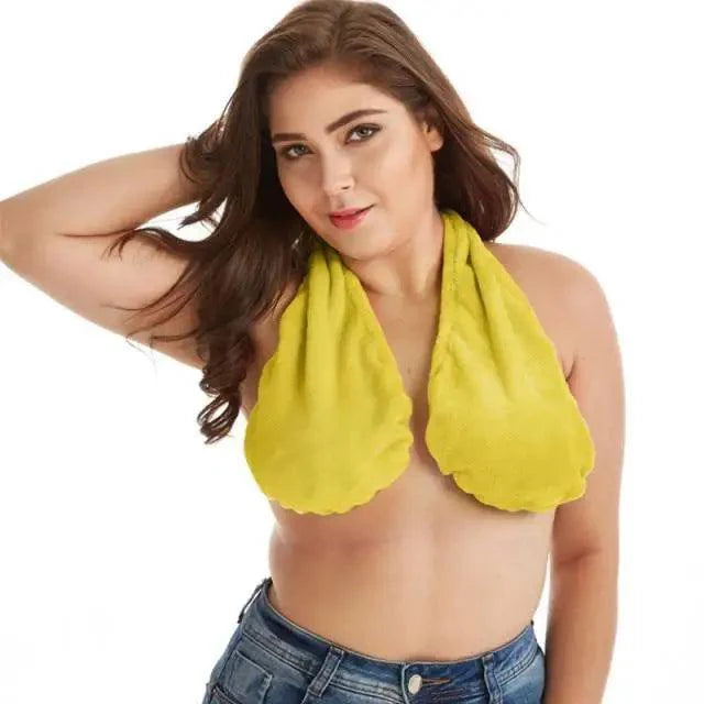 Comfortable Women Towel Bra Chest Hanging Neck Wrapped Big Bra Breastfeeding Lightweight Ladies Towel Bra